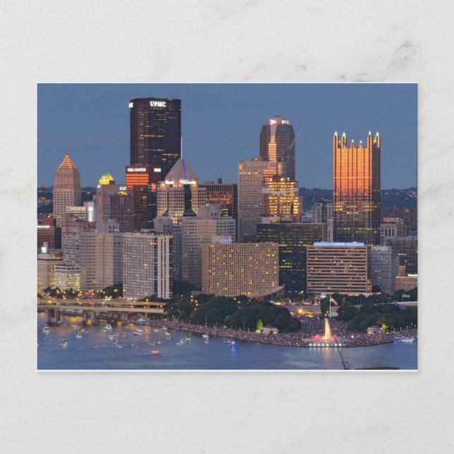 Pittsburgh Skyline at Dusk Postcard (Front)