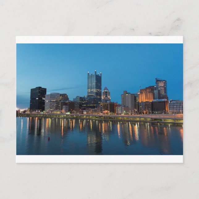 Pittsburgh Skyline at Dusk Postcard (Front)