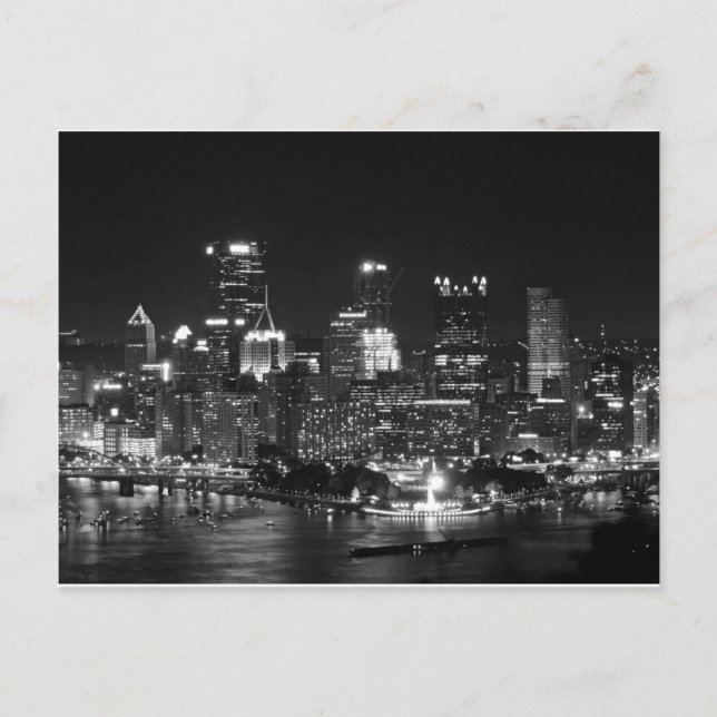 Pittsburgh Skyline at Night Postcard (Front)