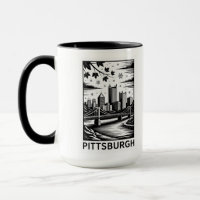 Pittsburgh Skyline Black & White Winter City