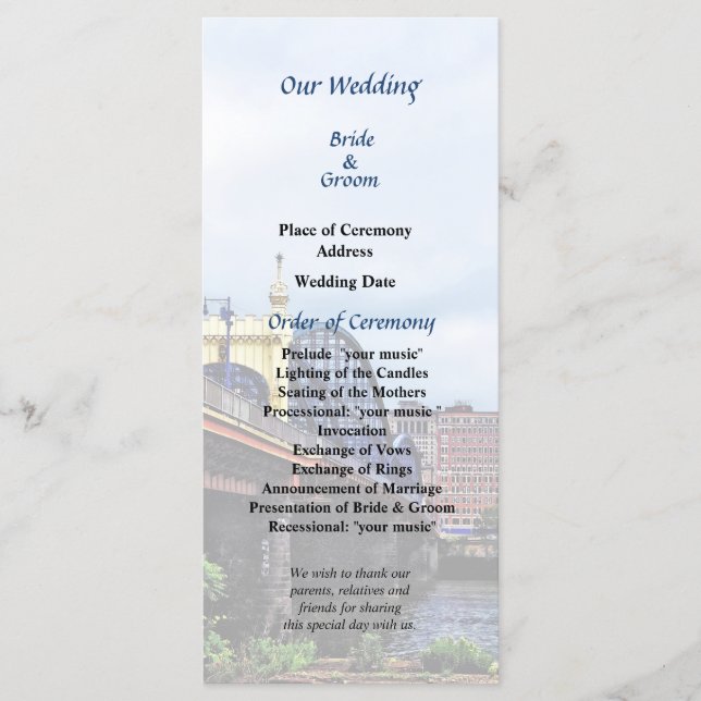 Pittsburgh Skyline By Smithfield Wedding Program Programme (Front)