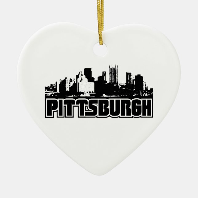 Pittsburgh Skyline Ceramic Tree Decoration (Front)