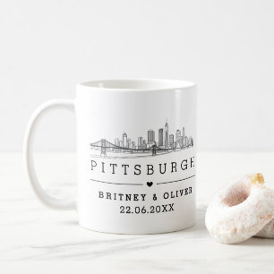 Pittsburgh Skyline  – Custom Wedding gift Coffee Mug