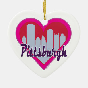 Pittsburgh Skyline Heart Ceramic Tree Decoration
