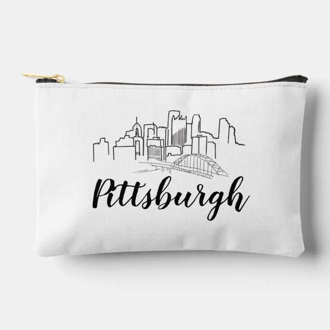 Pittsburgh Skyline Illustration Art Accessory Pouch (Front)