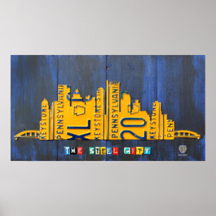 Pittsburgh Skyline License Plate Art Poster