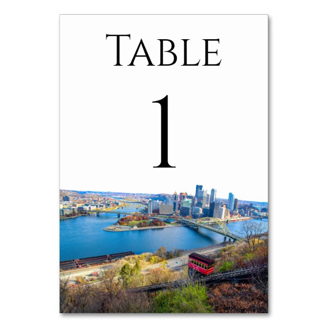 Pittsburgh Skyline Table Numbers (Front)