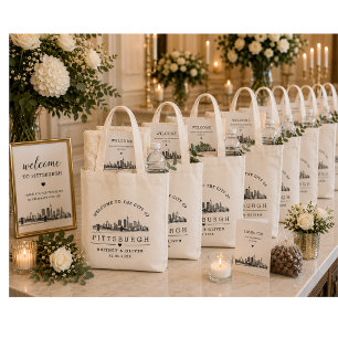 Pittsburgh Skyline Tote Bag – Custom Wedding favou