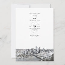 Pittsburgh Skyline Wedding Invitation