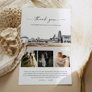 Pittsburgh Skyline Wedding Photo Thank You Card