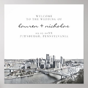 Pittsburgh Skyline Wedding Welcome Sign