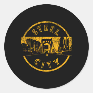 Pittsburgh Sl City Skyline Bridge Classic Round Sticker