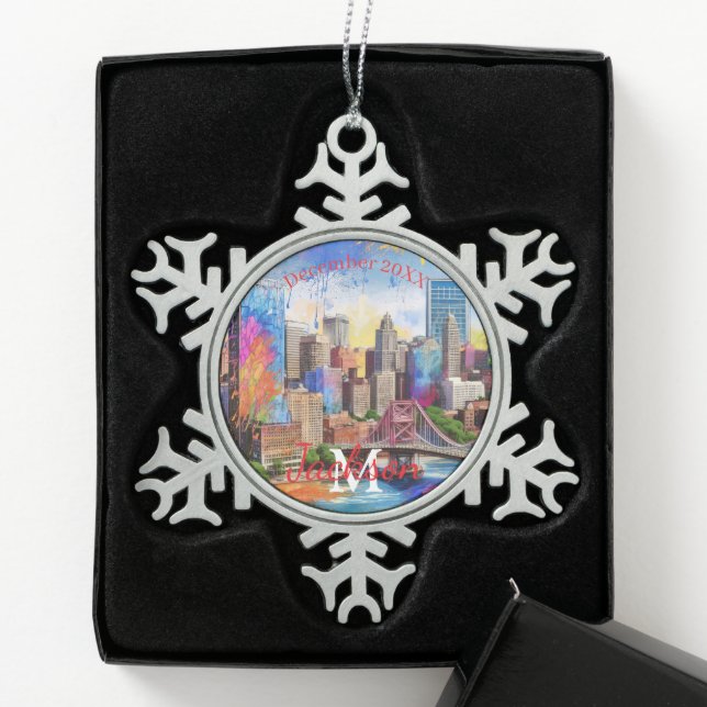 Pittsburgh Snowflake Pewter Christmas ornament (Box)