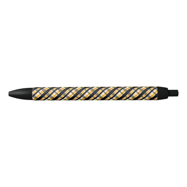 Pittsburgh Sports Fan Black Yellow Gold Plaid Black Ink Pen (Front)