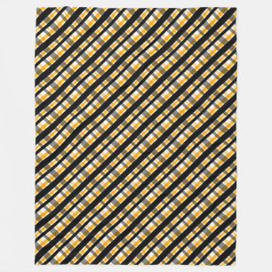 Pittsburgh Sports Fan Black Yellow Gold Plaid Fleece Blanket