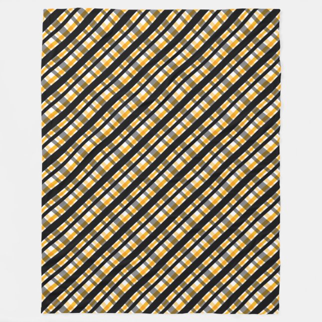 Pittsburgh Sports Fan Black Yellow Gold Plaid Fleece Blanket (Front)