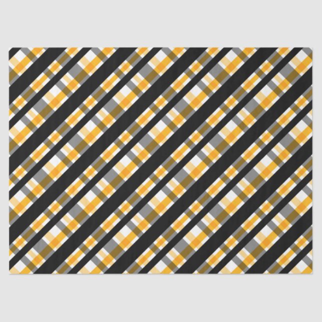 Pittsburgh Sports Fan Black Yellow Gold Plaid Tissue Paper (Front)