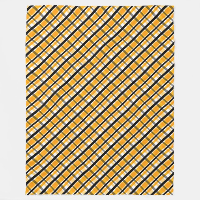 Pittsburgh Sports Fan Yellow Gold Black Plaid Fleece Blanket (Front)