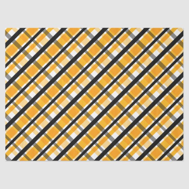 Pittsburgh Sports Fan Yellow Gold Black Plaid Tissue Paper (Front)