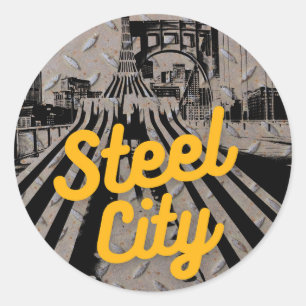 Pittsburgh Steel City Bridge Skyline Pennsylvania  Classic Round Sticker