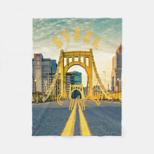 Pittsburgh Steel City Skyline 412 Pennsylvania Can Fleece Blanket