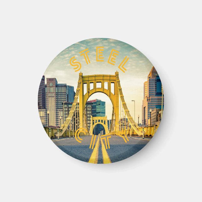 Pittsburgh Steel City Skyline 412 Pennsylvania Can Magnet (Front)