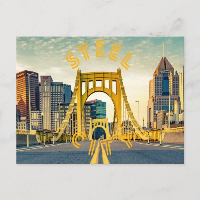 Pittsburgh Steel City Skyline 412 Pennsylvania Can Postcard (Front)
