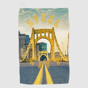 Pittsburgh Steel City Skyline Bridge Pennsylvania Golf Towel