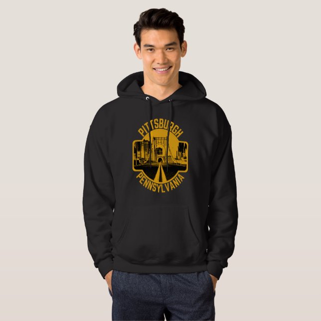 Pittsburgh Steel City Skyline Bridge Pennsylvania  Hoodie (Front Full)