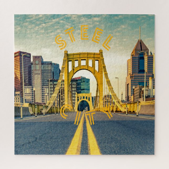 Pittsburgh Steel City Skyline Bridge Pennsylvania  Jigsaw Puzzle (Vertical)