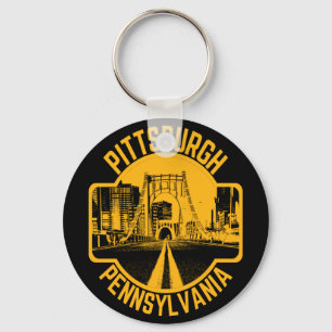 Pittsburgh Steel City Skyline Bridge Pennsylvania  Key Ring