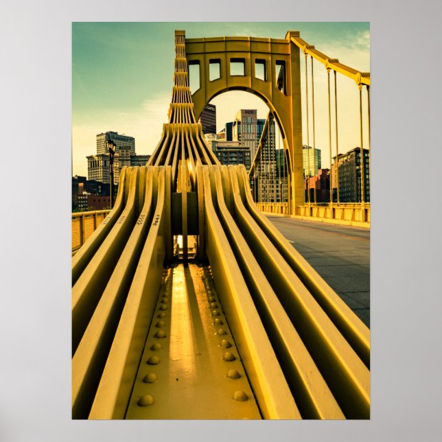 Pittsburgh Steel City Skyline Bridge Pennsylvania Poster (Front)
