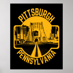 Pittsburgh Steel City Skyline Bridge Pennsylvania  Poster