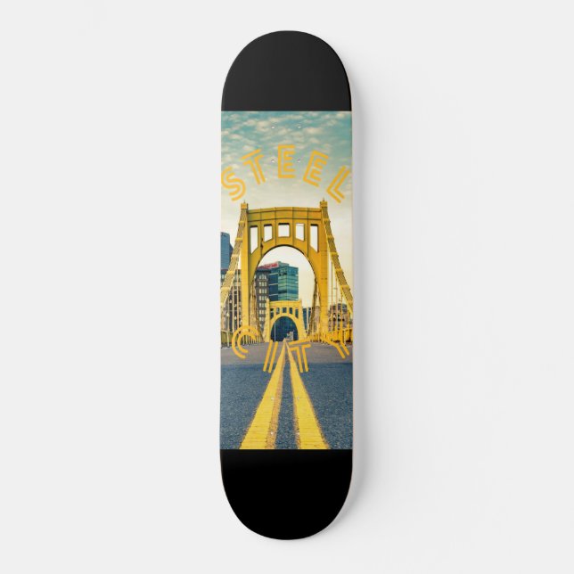 Pittsburgh Steel City Skyline Bridge Pennsylvania  Skateboard (Front)