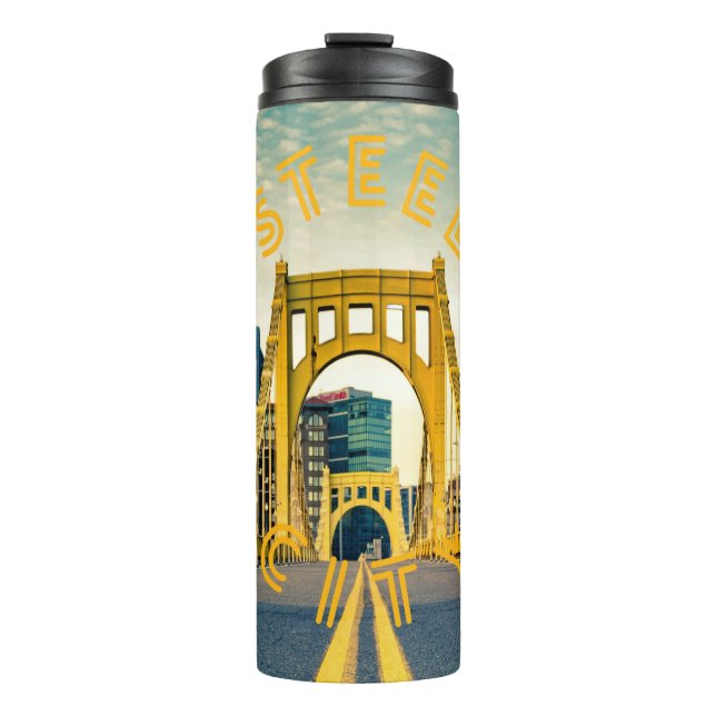 Pittsburgh Steel City Skyline Bridge Pennsylvania  Thermal Tumbler (Front)