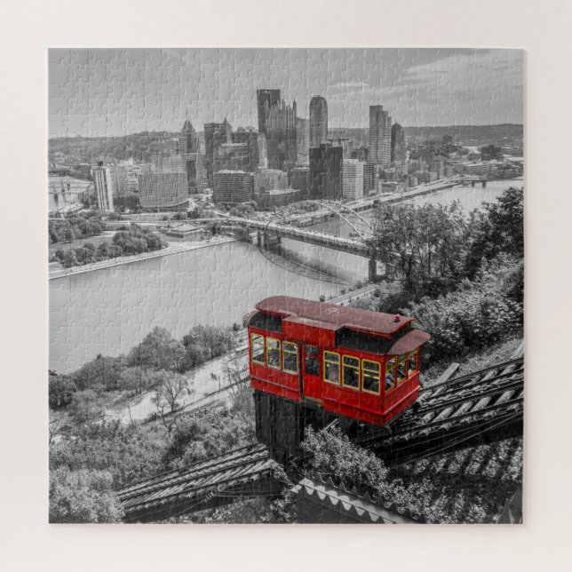Pittsburgh Steel City Skyline Incline Photography  Jigsaw Puzzle (Vertical)