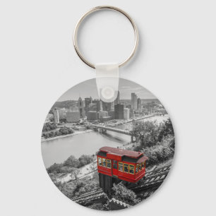 Pittsburgh Steel City Skyline Incline Photography  Key Ring