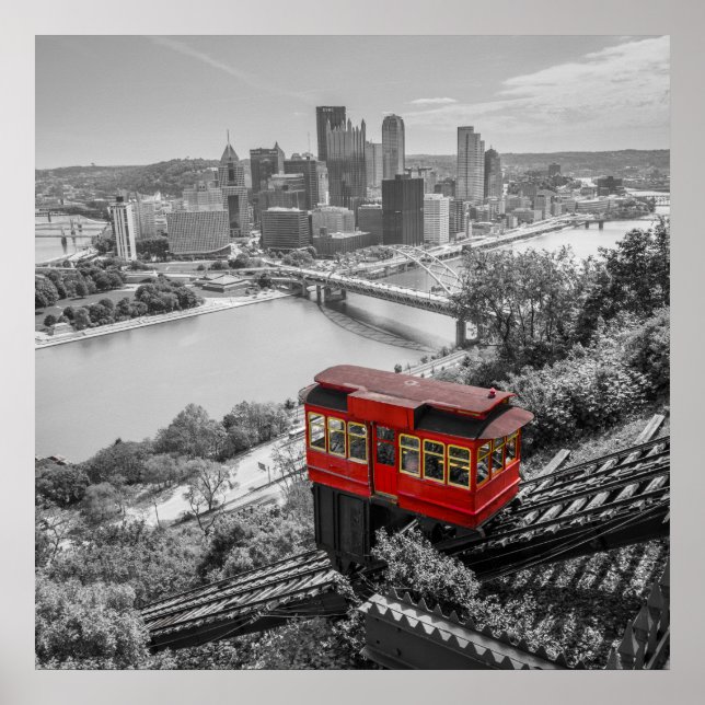 Pittsburgh Steel City Skyline Incline Photography Poster (Front)