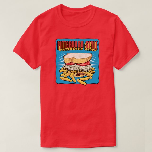 Pittsburgh Style Sandwich on Blue T-Shirt (Design Front)