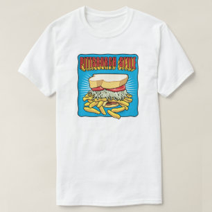 Pittsburgh Style Sandwich on Blue T-Shirt