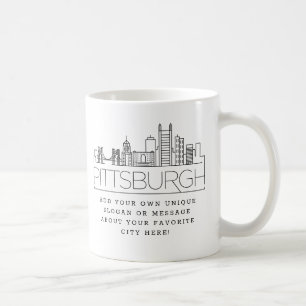 Pittsburgh Stylised Skyline   Custom Slogan Coffee Mug