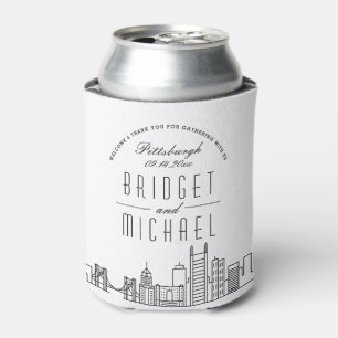 Pittsburgh Stylised Skyline   Wedding Can Cooler