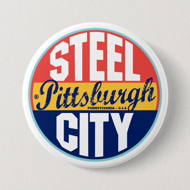 Pittsburgh Vintage Label 7.5 Cm Round Badge (Front)