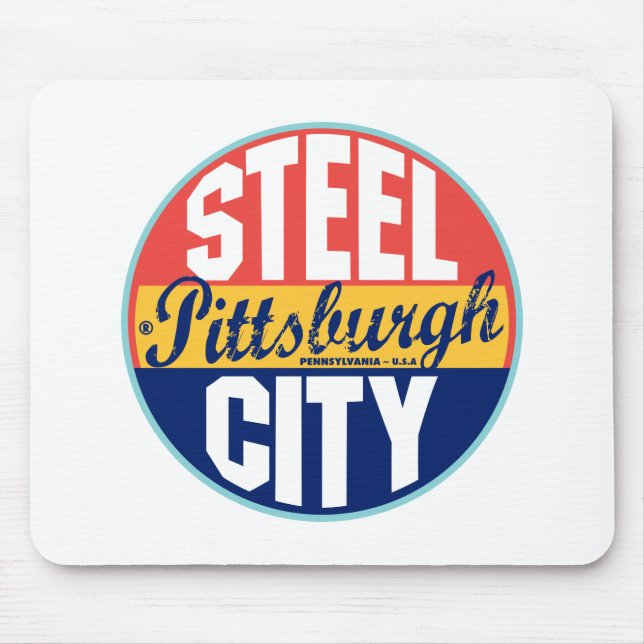 Pittsburgh Vintage Label Mouse Mat (Front)