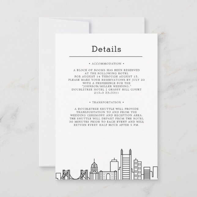 Pittsburgh Wedding | Guest Details Invitation (Front)