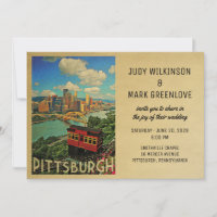 Pittsburgh Wedding Invitation Vintage Mid-Century