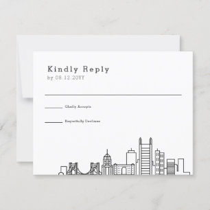 Pittsburgh Wedding   Stylised Skyline RSVP Card
