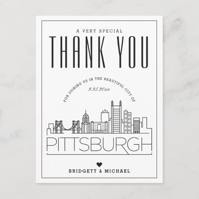Pittsburgh Wedding | Thanks for Coming! Postcard (Front)