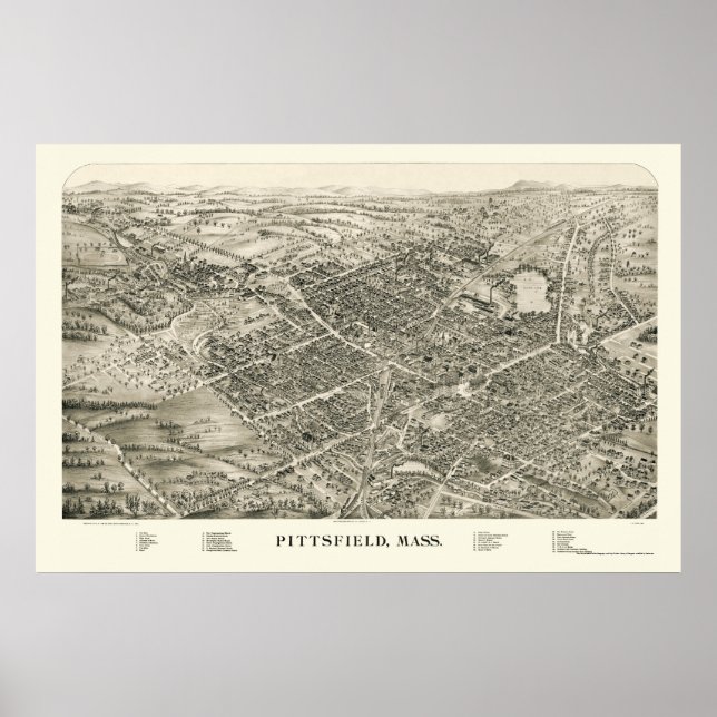 Pittsfield, MA Panoramic Map - 1899 Poster (Front)