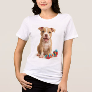 Pitty Party – Pitbull Puppy with Colourful Rope To Tri-Blend Shirt